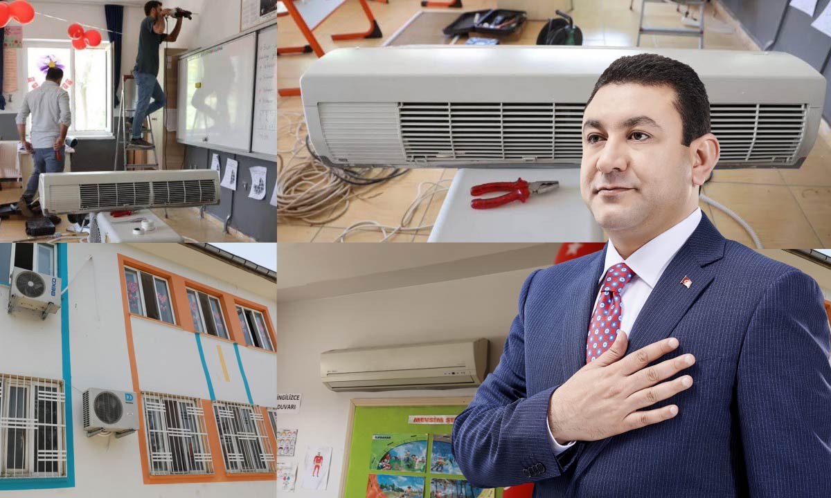 BAŞKAN ÖZYAVUZ MİNİK ZEYNEP'İ KIRMADI OKULA 3 ADET KLİMA GÖNDERDİ 